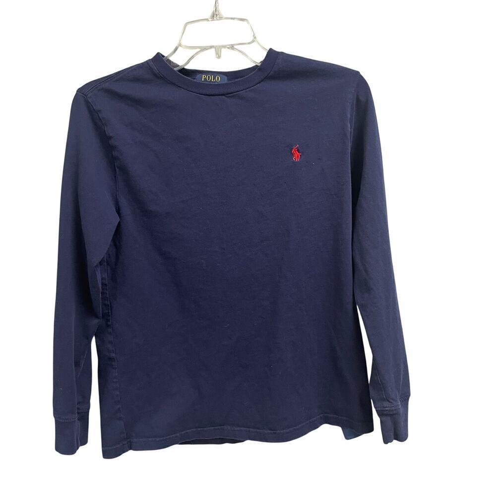 Polo Ralph Lauren Boys Long Sleeve Tee Shirt Size Large Navy Red 10-12 Preppy